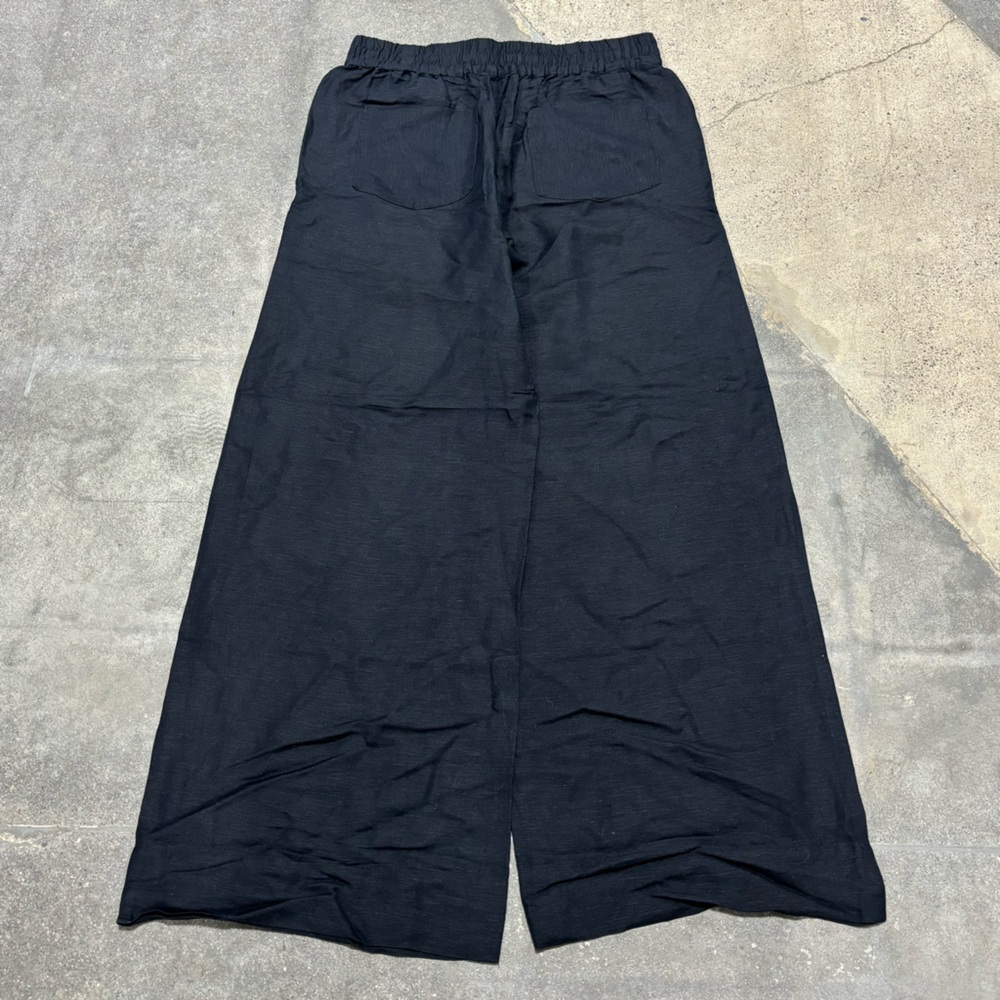Evereve Wide Leg Black Linen-Blend Pants